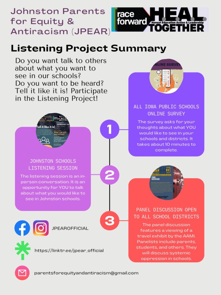 Johnston school equity event flier