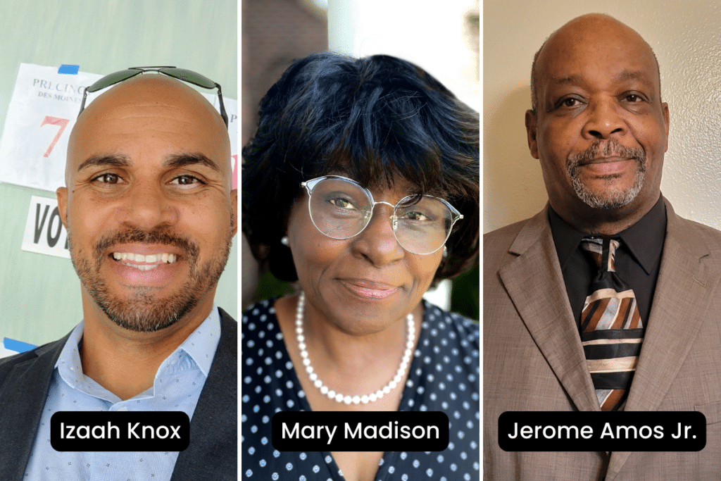 Photo collage of Izaah Knox, Mary Madison and Jerome Amos Jr.