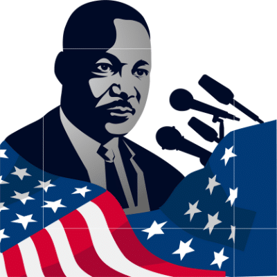 Graphic of Martin Luther King Jr. who battled with Black nationalism.