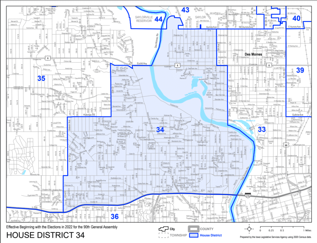 Iowa House District 34 Boundary Map